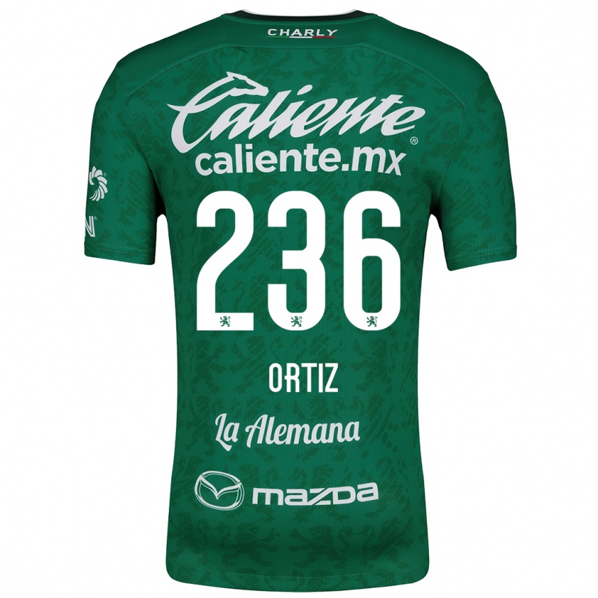 Gyermek Labdarúgás Youssef Ortiz #236 Zöld Fehér Hazai Jersey 2024/25 Mez Póló Ing