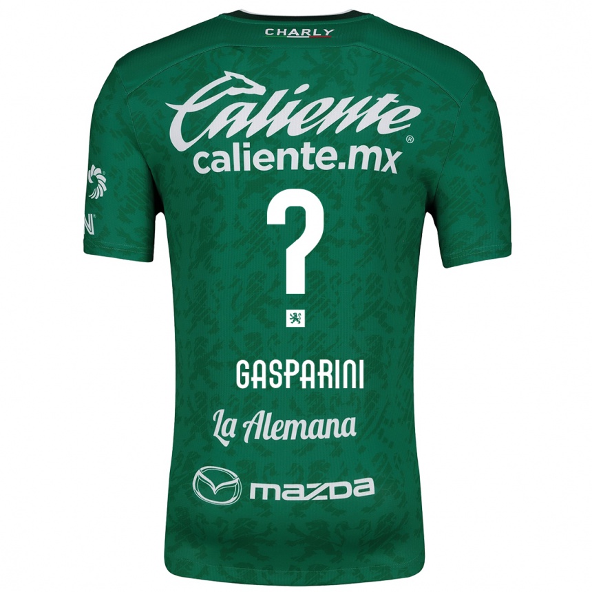 Gyermek Labdarúgás Joaquín Gasparini #0 Zöld Fehér Hazai Jersey 2024/25 Mez Póló Ing