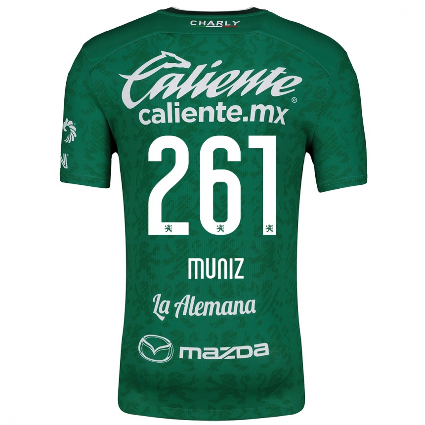 Gyermek Labdarúgás César Muñiz #261 Zöld Fehér Hazai Jersey 2024/25 Mez Póló Ing