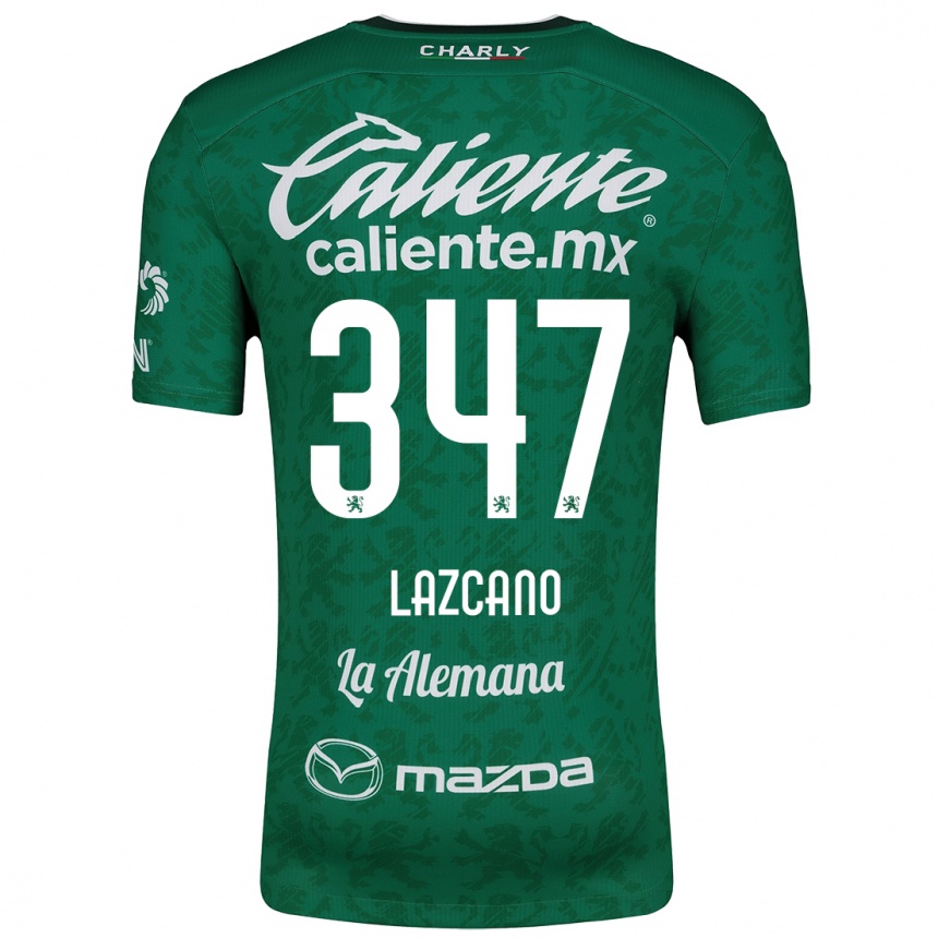 Gyermek Labdarúgás Evan Lazcano #347 Zöld Fehér Hazai Jersey 2024/25 Mez Póló Ing