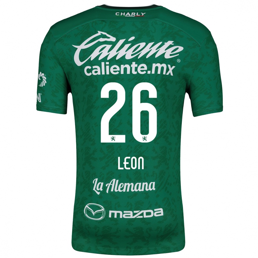 Gyermek Labdarúgás Armando León #26 Zöld Fehér Hazai Jersey 2024/25 Mez Póló Ing