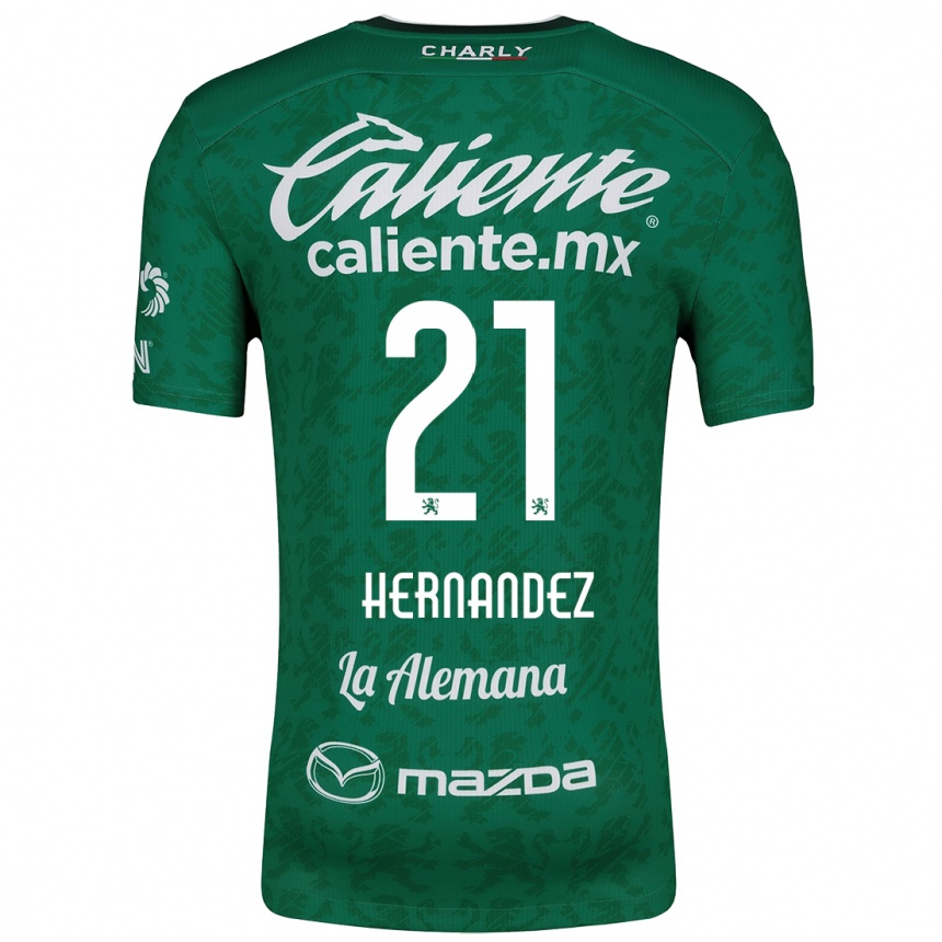 Gyermek Labdarúgás Alexa Hernández #21 Zöld Fehér Hazai Jersey 2024/25 Mez Póló Ing