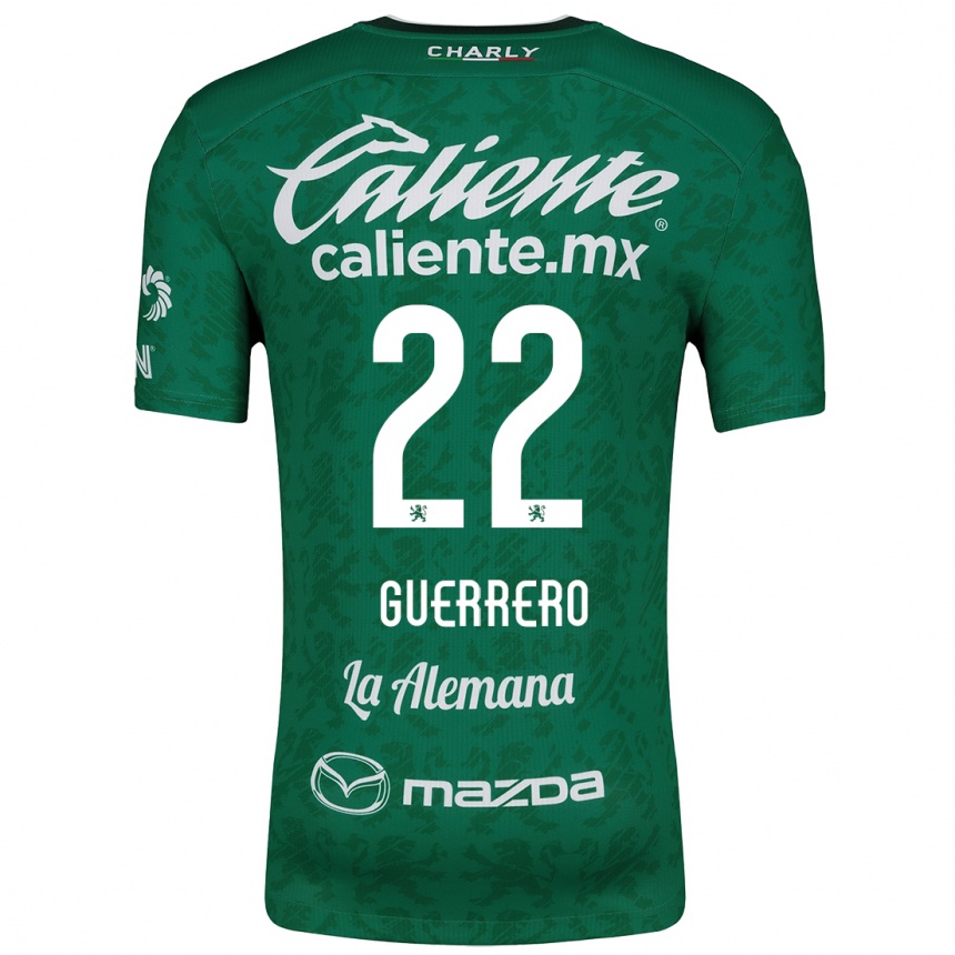 Gyermek Labdarúgás África Guerrero #22 Zöld Fehér Hazai Jersey 2024/25 Mez Póló Ing