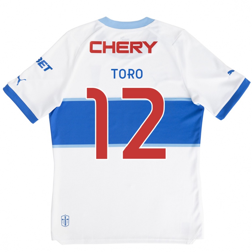 Gyermek Labdarúgás Ian Toro #12 Fehér Kék Hazai Jersey 2024/25 Mez Póló Ing