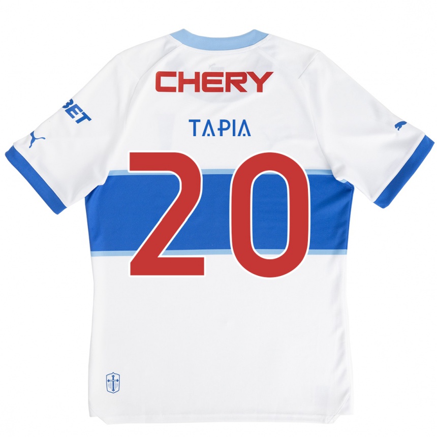 Gyermek Labdarúgás Gonzalo Tapia #20 Fehér Kék Hazai Jersey 2024/25 Mez Póló Ing