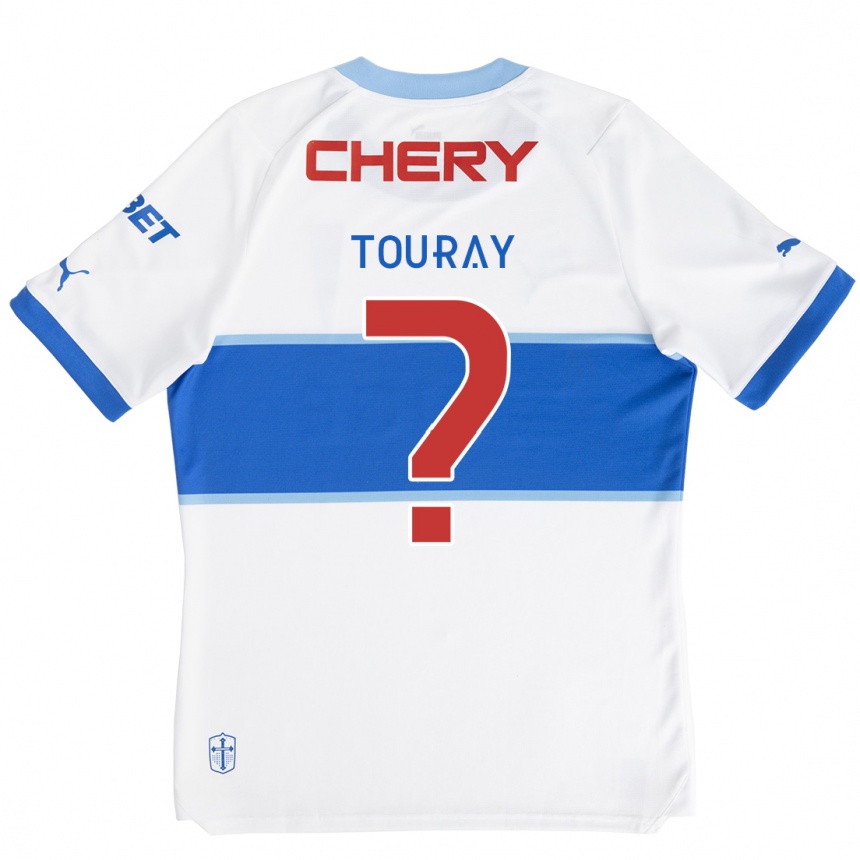 Gyermek Labdarúgás Ousman Touray #0 Fehér Kék Hazai Jersey 2024/25 Mez Póló Ing