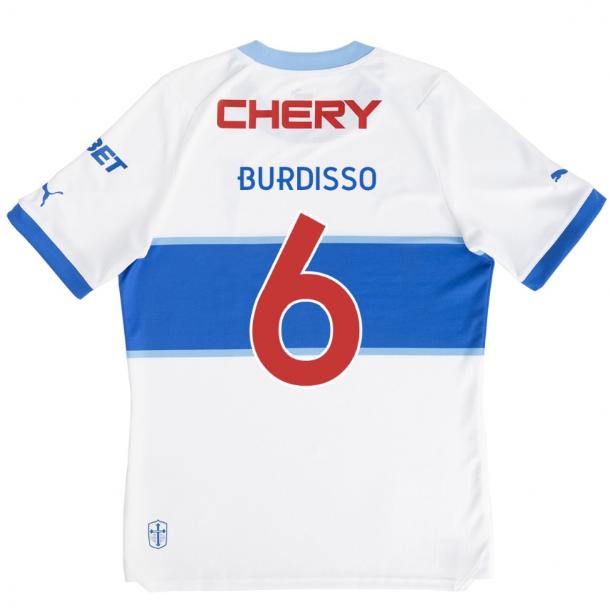 Gyermek Labdarúgás Guillermo Burdisso #6 Fehér Kék Hazai Jersey 2024/25 Mez Póló Ing