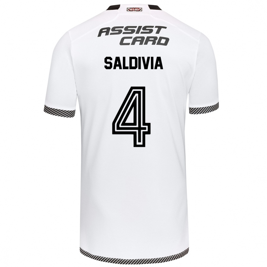 Gyermek Labdarúgás Alan Saldivia #4 Fehér Fekete Hazai Jersey 2024/25 Mez Póló Ing