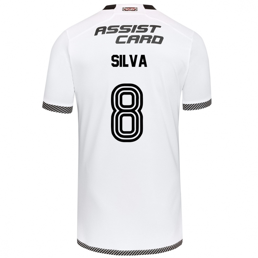 Gyermek Labdarúgás Bastián Silva #8 Fehér Fekete Hazai Jersey 2024/25 Mez Póló Ing