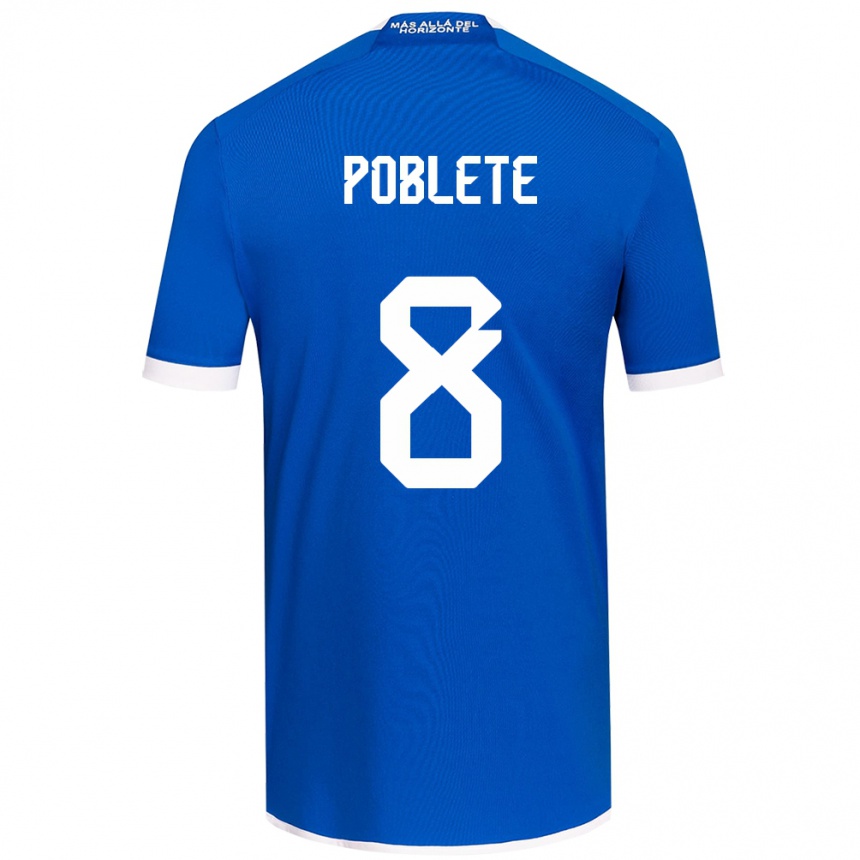 Gyermek Labdarúgás Israel Poblete #8 Kék Fehér Hazai Jersey 2024/25 Mez Póló Ing