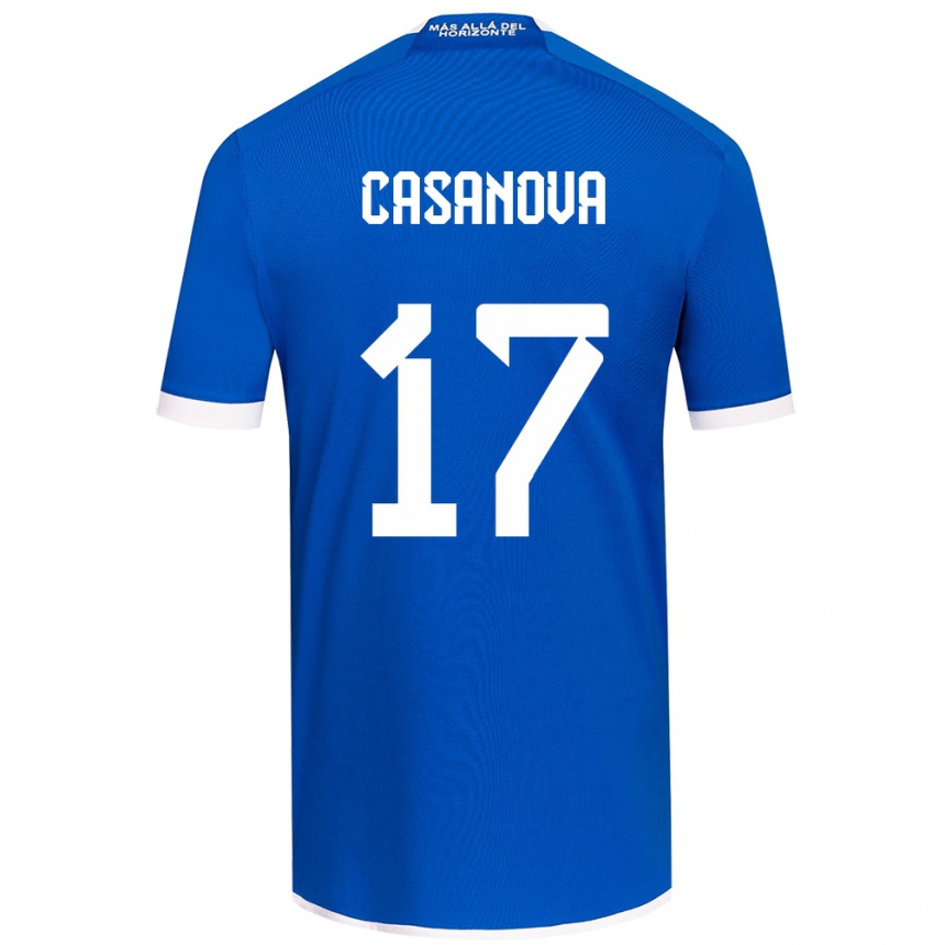 Gyermek Labdarúgás Luis Casanova #17 Kék Fehér Hazai Jersey 2024/25 Mez Póló Ing