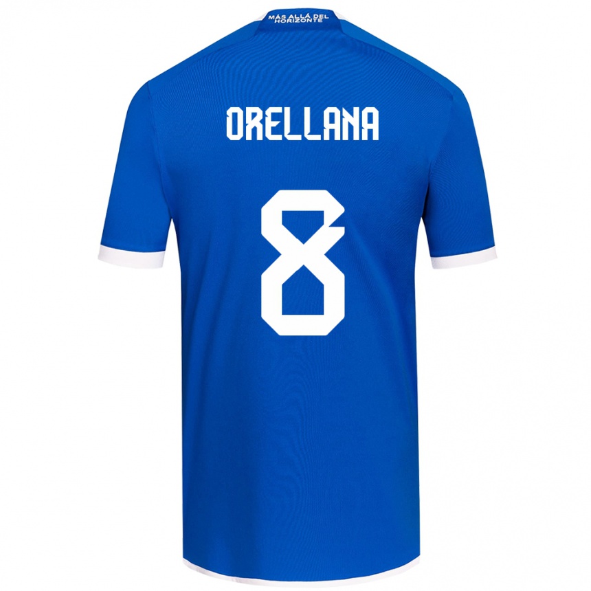 Gyermek Labdarúgás Denisse Orellana #8 Kék Fehér Hazai Jersey 2024/25 Mez Póló Ing