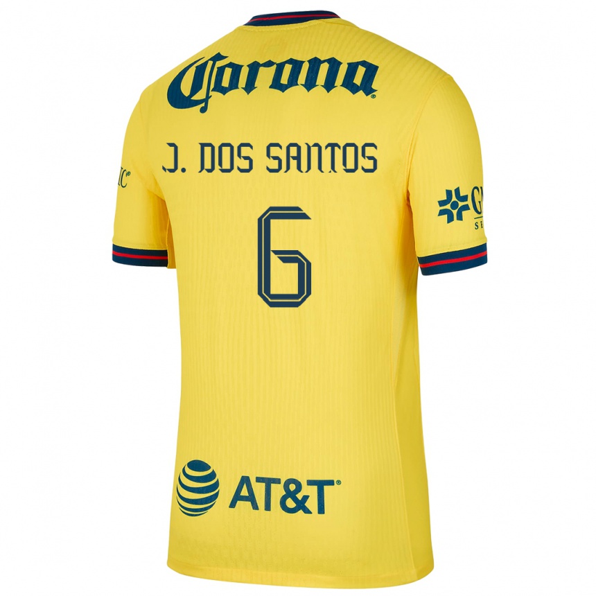 Gyermek Labdarúgás Jonathan Dos Santos #6 Sárga Kék Hazai Jersey 2024/25 Mez Póló Ing