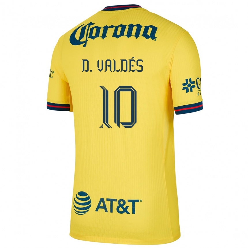 Gyermek Labdarúgás Diego Valdés #10 Sárga Kék Hazai Jersey 2024/25 Mez Póló Ing