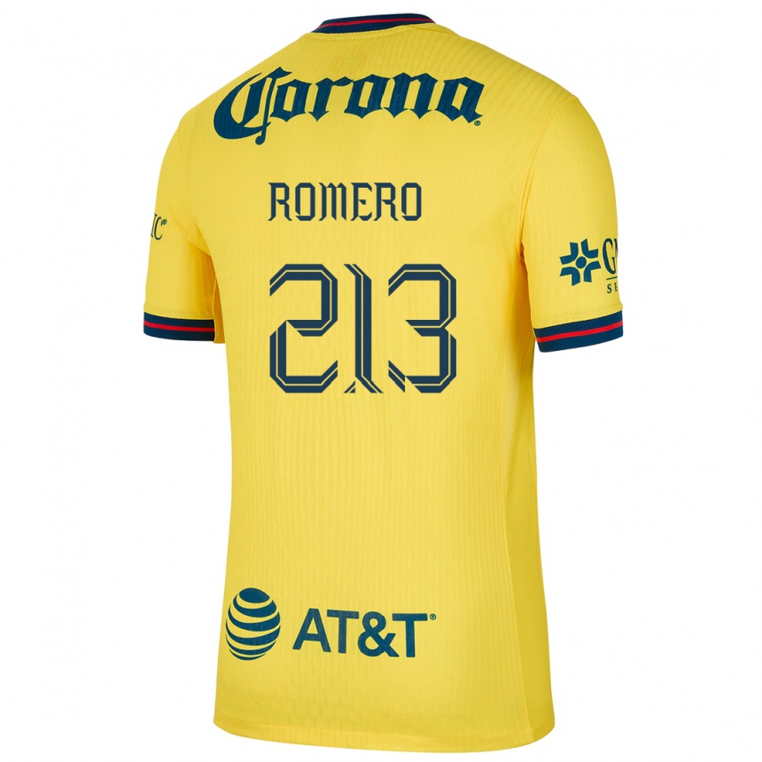 Gyermek Labdarúgás Axel Romero #213 Sárga Kék Hazai Jersey 2024/25 Mez Póló Ing