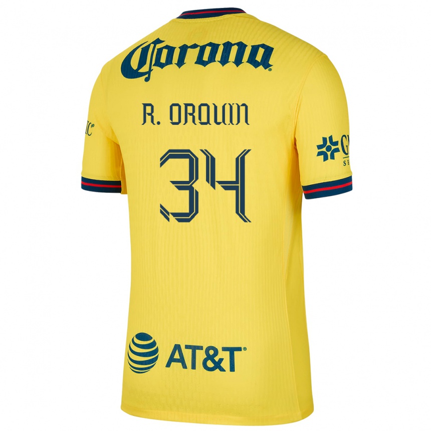 Gyermek Labdarúgás Ralph Orquin #34 Sárga Kék Hazai Jersey 2024/25 Mez Póló Ing