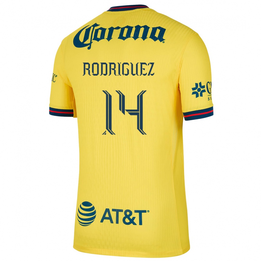 Gyermek Labdarúgás Monica Rodriguez #14 Sárga Kék Hazai Jersey 2024/25 Mez Póló Ing