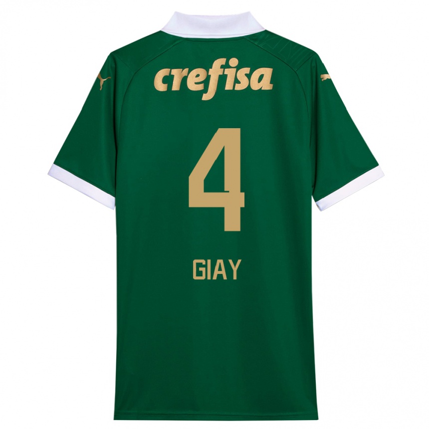 Gyermek Labdarúgás Agustín Giay #4 Zöld Fehér Hazai Jersey 2024/25 Mez Póló Ing