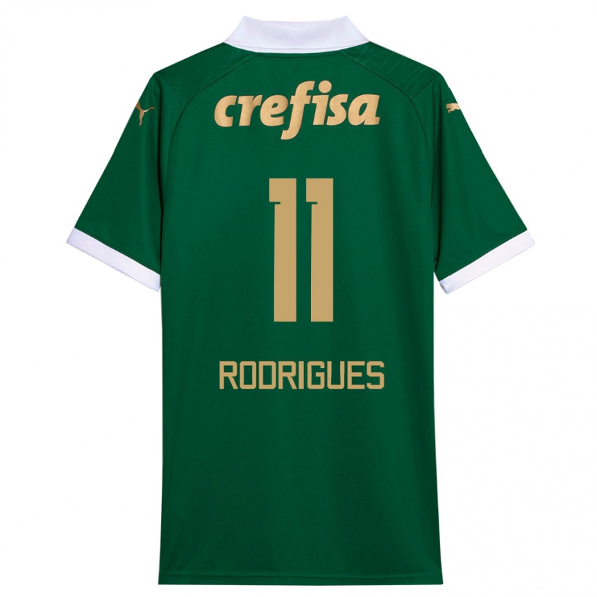 Gyermek Labdarúgás Bruno Rodrigues #11 Zöld Fehér Hazai Jersey 2024/25 Mez Póló Ing