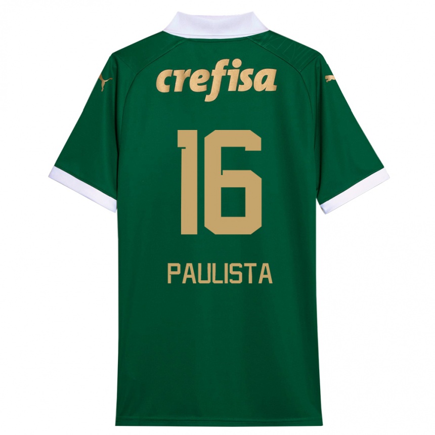 Gyermek Labdarúgás Caio Paulista #16 Zöld Fehér Hazai Jersey 2024/25 Mez Póló Ing