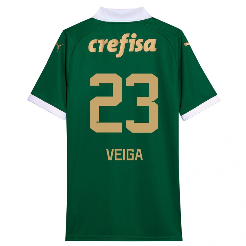 Gyermek Labdarúgás Raphael Veiga #23 Zöld Fehér Hazai Jersey 2024/25 Mez Póló Ing