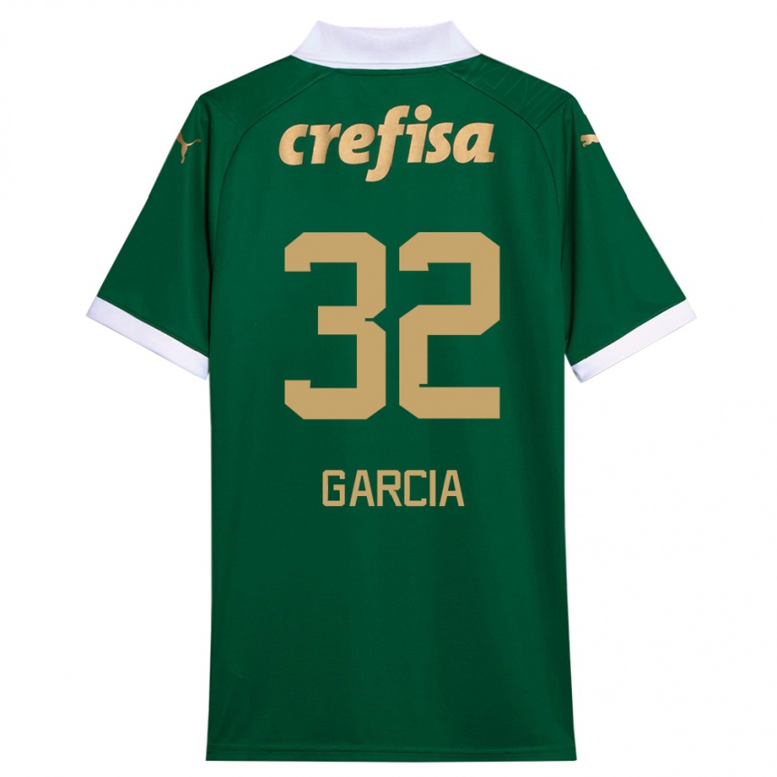 Gyermek Labdarúgás Garcia #32 Zöld Fehér Hazai Jersey 2024/25 Mez Póló Ing