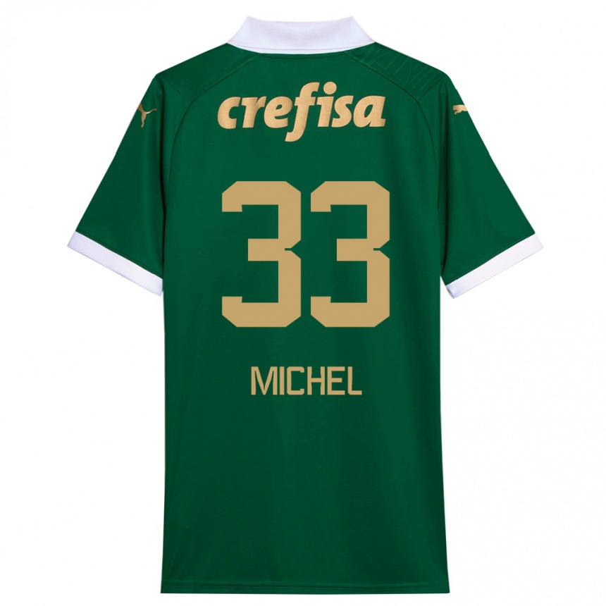 Gyermek Labdarúgás Michel #33 Zöld Fehér Hazai Jersey 2024/25 Mez Póló Ing