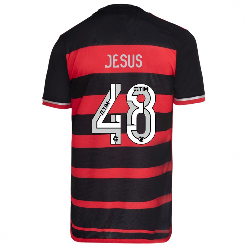 Gyermek Labdarúgás Igor Jesus #48 Piros Fekete Hazai Jersey 2024/25 Mez Póló Ing