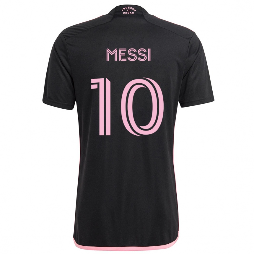 Gyermek Labdarúgás Lionel Messi #10 Fekete Idegenbeli Jersey 2024/25 Mez Póló Ing