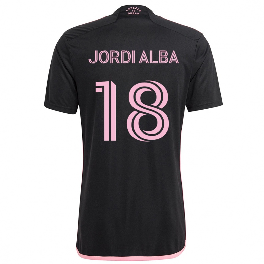 Gyermek Labdarúgás Jordi Alba #18 Fekete Idegenbeli Jersey 2024/25 Mez Póló Ing