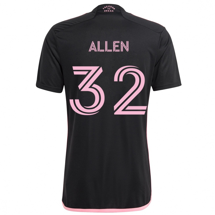 Gyermek Labdarúgás Noah Allen #32 Fekete Idegenbeli Jersey 2024/25 Mez Póló Ing