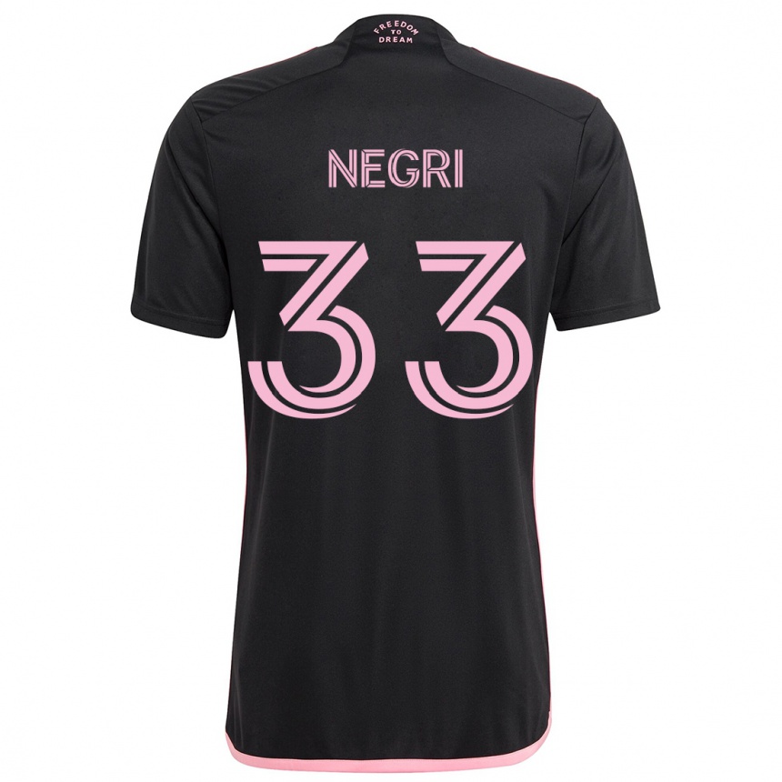 Gyermek Labdarúgás Franco Negri #33 Fekete Idegenbeli Jersey 2024/25 Mez Póló Ing