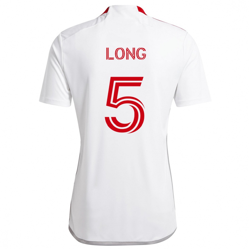 Gyermek Labdarúgás Kevin Long #5 Fehér Piros Idegenbeli Jersey 2024/25 Mez Póló Ing