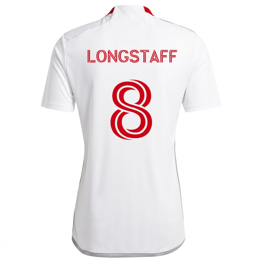 Gyermek Labdarúgás Matty Longstaff #8 Fehér Piros Idegenbeli Jersey 2024/25 Mez Póló Ing