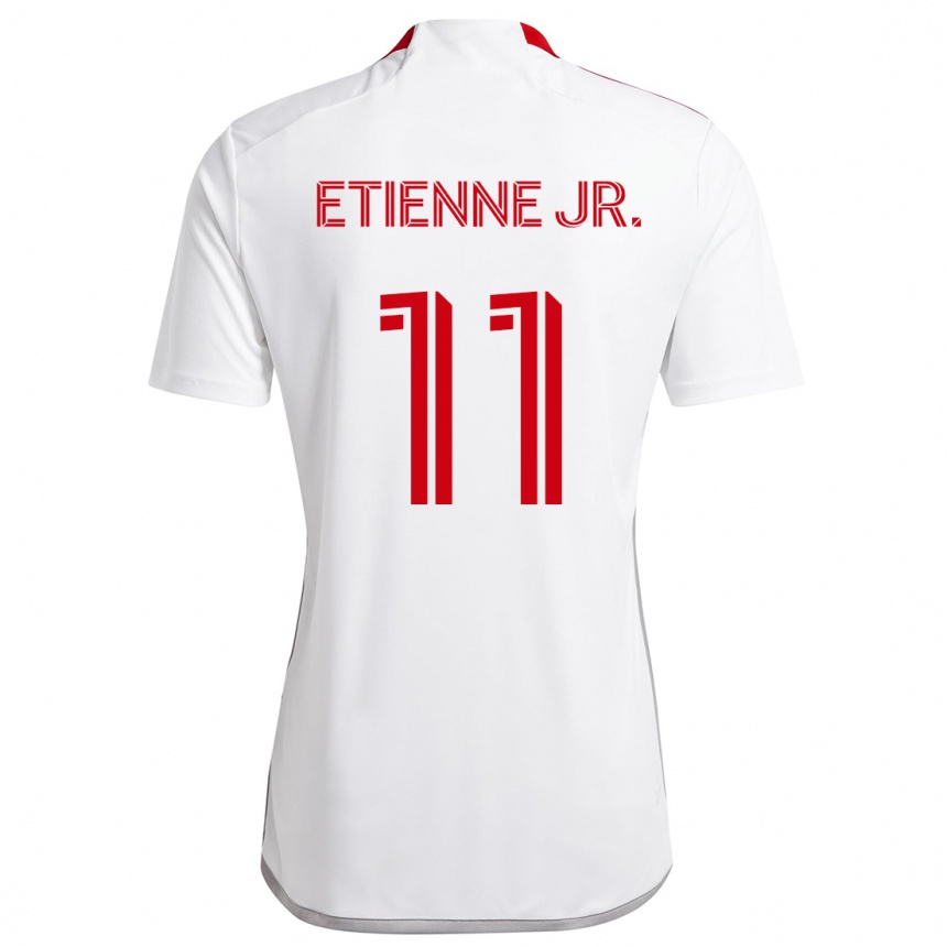 Gyermek Labdarúgás Derrick Etienne Jr. #11 Fehér Piros Idegenbeli Jersey 2024/25 Mez Póló Ing