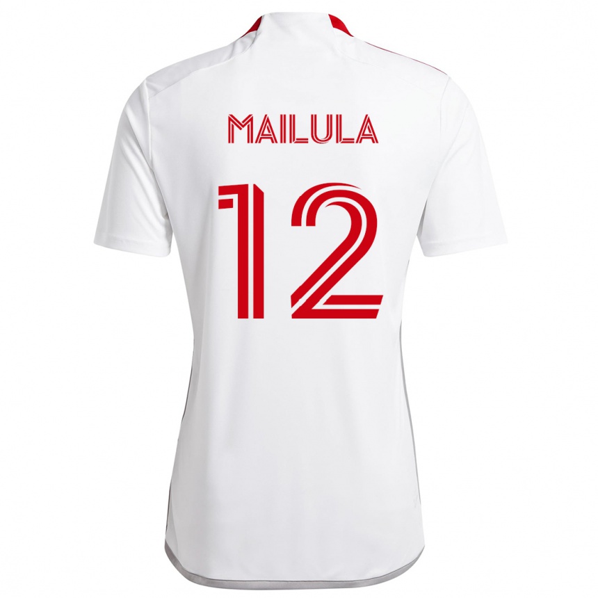 Gyermek Labdarúgás Cassius Mailula #12 Fehér Piros Idegenbeli Jersey 2024/25 Mez Póló Ing