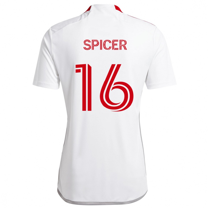 Gyermek Labdarúgás Tyrese Spicer #16 Fehér Piros Idegenbeli Jersey 2024/25 Mez Póló Ing