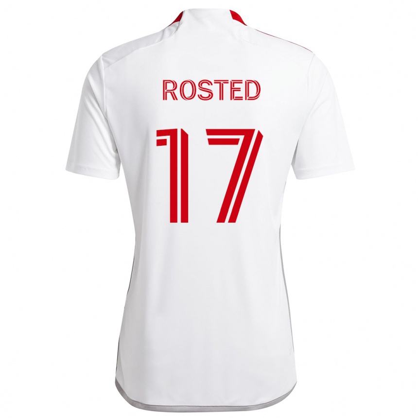 Gyermek Labdarúgás Sigurd Rosted #17 Fehér Piros Idegenbeli Jersey 2024/25 Mez Póló Ing