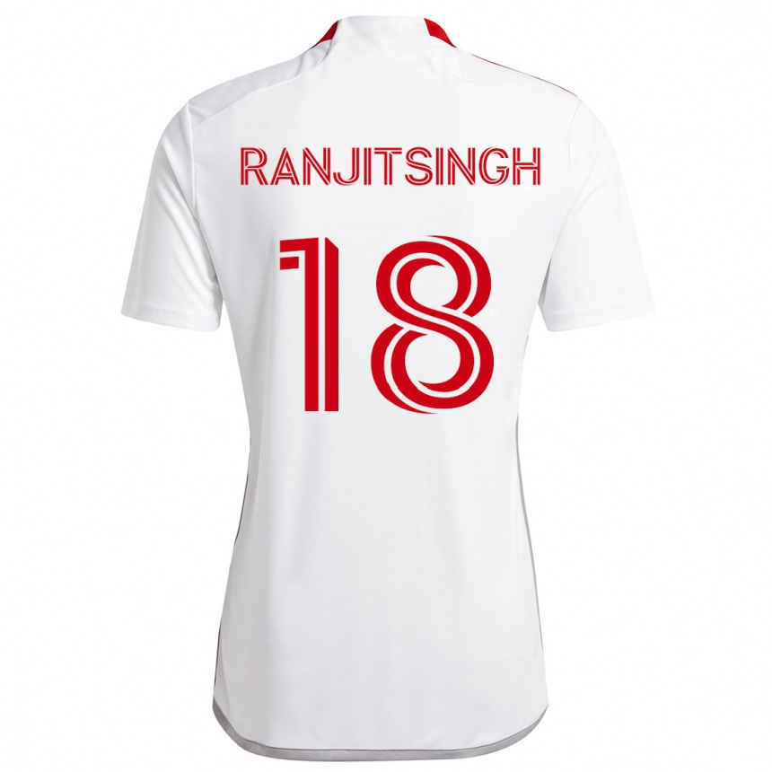 Gyermek Labdarúgás Greg Ranjitsingh #18 Fehér Piros Idegenbeli Jersey 2024/25 Mez Póló Ing