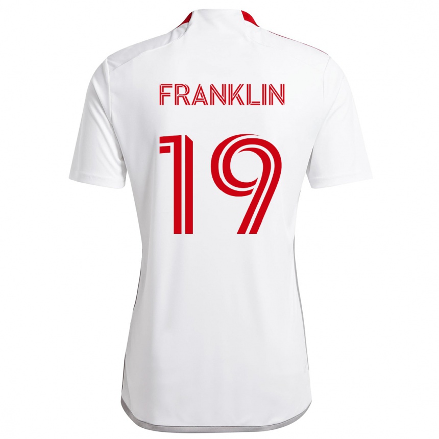 Gyermek Labdarúgás Kobe Franklin #19 Fehér Piros Idegenbeli Jersey 2024/25 Mez Póló Ing