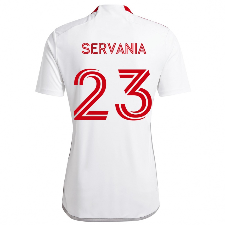 Gyermek Labdarúgás Brandon Servania #23 Fehér Piros Idegenbeli Jersey 2024/25 Mez Póló Ing