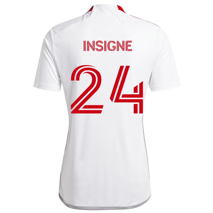 Gyermek Labdarúgás Lorenzo Insigne #24 Fehér Piros Idegenbeli Jersey 2024/25 Mez Póló Ing