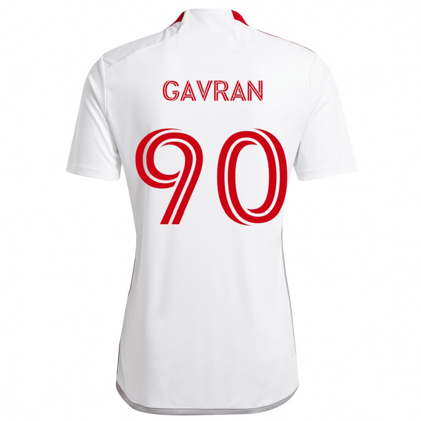 Gyermek Labdarúgás Luka Gavran #90 Fehér Piros Idegenbeli Jersey 2024/25 Mez Póló Ing