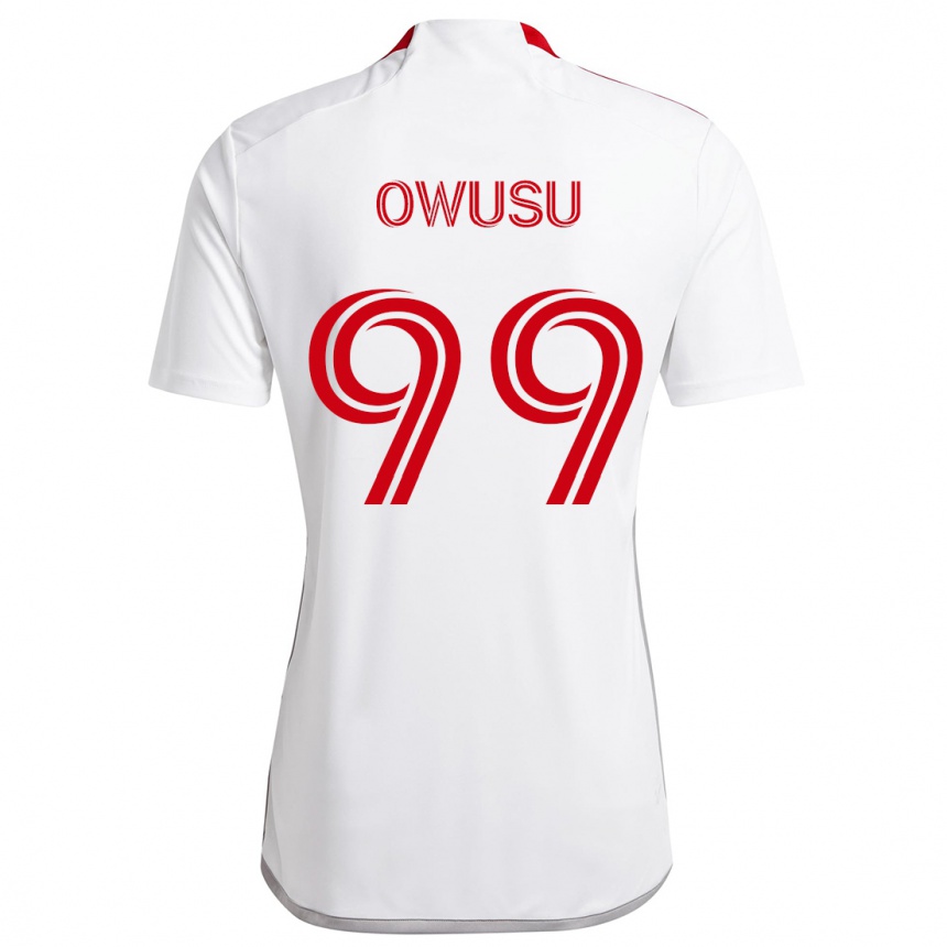 Gyermek Labdarúgás Prince Osei Owusu #99 Fehér Piros Idegenbeli Jersey 2024/25 Mez Póló Ing