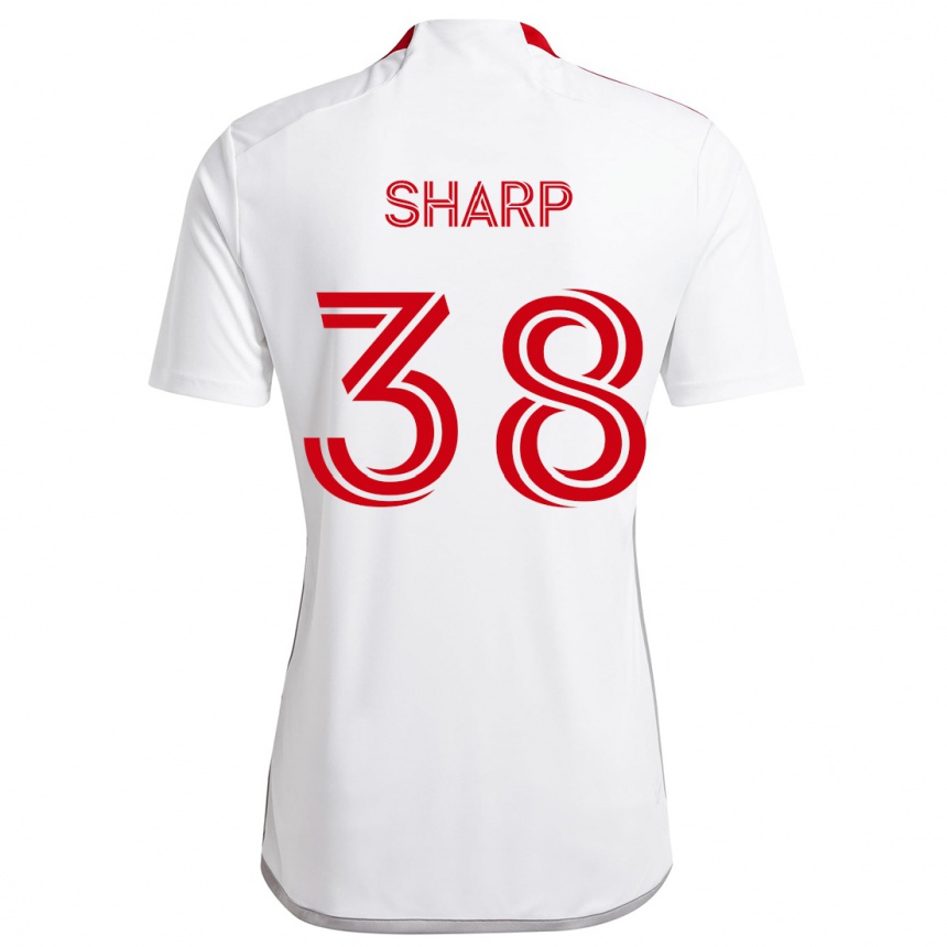 Gyermek Labdarúgás Charlie Sharp #38 Fehér Piros Idegenbeli Jersey 2024/25 Mez Póló Ing