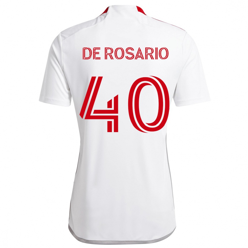 Gyermek Labdarúgás Adisa De Rosario #40 Fehér Piros Idegenbeli Jersey 2024/25 Mez Póló Ing