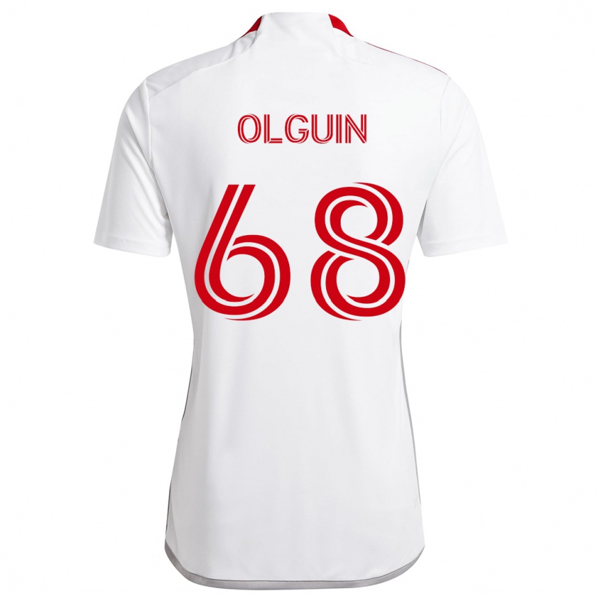 Gyermek Labdarúgás Lucas Olguin #68 Fehér Piros Idegenbeli Jersey 2024/25 Mez Póló Ing