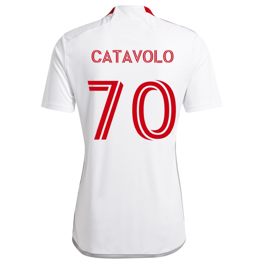 Gyermek Labdarúgás Matthew Catavolo #70 Fehér Piros Idegenbeli Jersey 2024/25 Mez Póló Ing