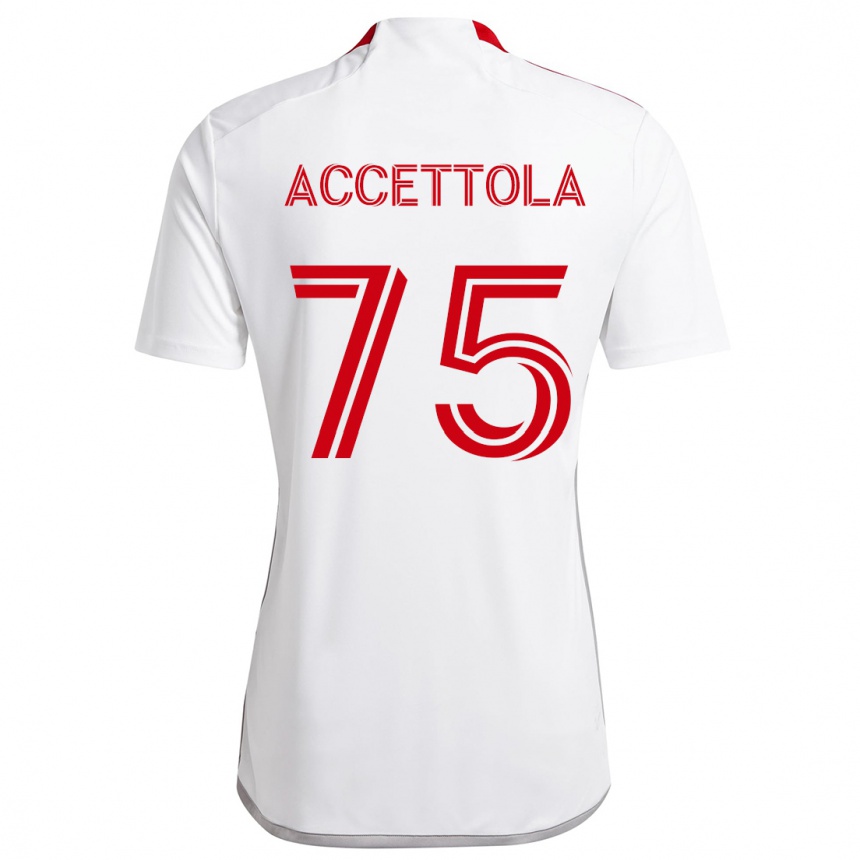 Gyermek Labdarúgás Luca Accettola #75 Fehér Piros Idegenbeli Jersey 2024/25 Mez Póló Ing