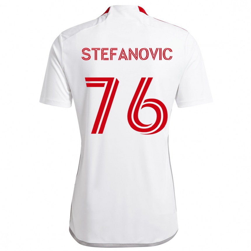 Gyermek Labdarúgás Lazar Stefanovic #76 Fehér Piros Idegenbeli Jersey 2024/25 Mez Póló Ing